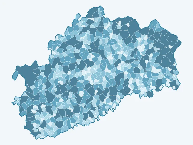 Carte de la superficie dans la Haute-Saône (70)