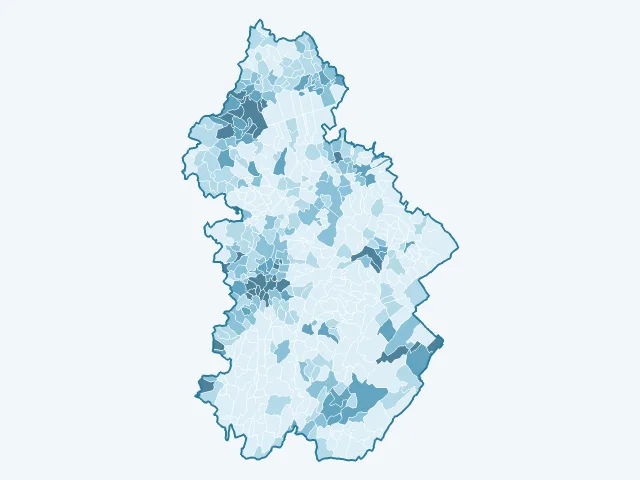 Carte de la densité de population dans le Jura (39)