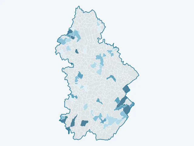 Carte de l'évolution des prix immobiliers dans le Jura (39)