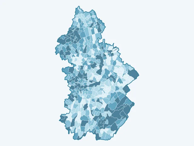 Carte du nombre d'habitants dans le Jura (39)