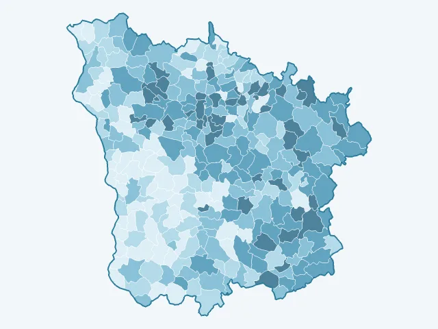 Carte de l'âge moyen dans la Nièvre (58)