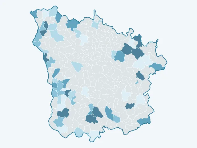 Carte de l'évolution des prix immobiliers dans la Nièvre (58)