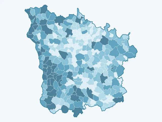 Carte du nombre d'habitants dans la Nièvre (58)