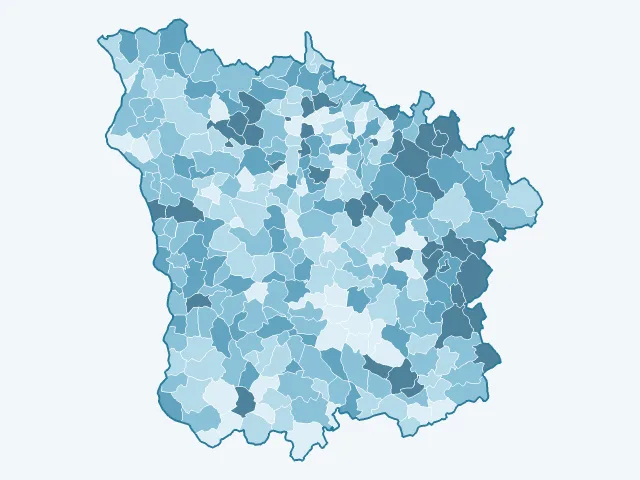 Carte du vote Jean-Luc Mélenchon dans la Nièvre (58)