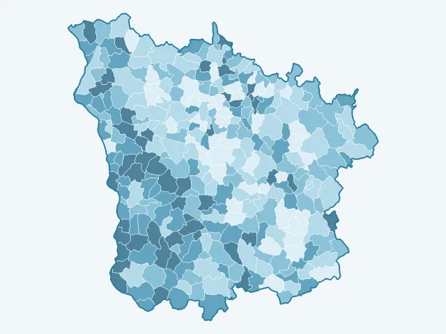 Carte de la population active dans la Nièvre (58)