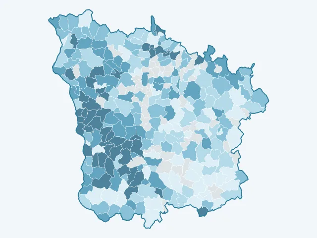 Carte du revenu moyen dans la Nièvre (58)