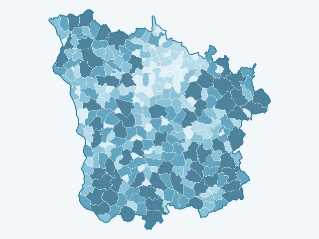 Carte de la superficie dans la Nièvre (58)
