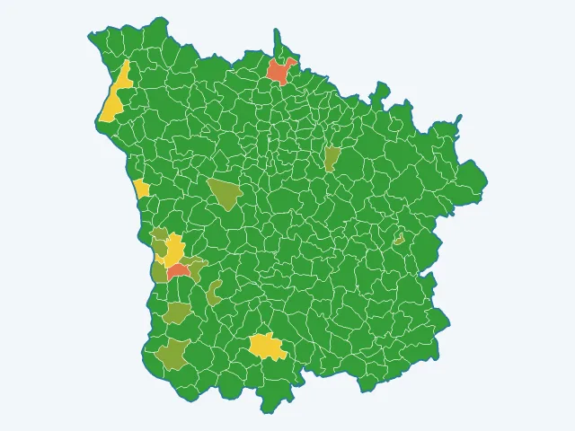 Carte de l'indice de tranquillité dans la Nièvre (58)