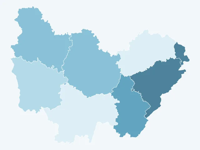 Carte du vote Jean-Luc Mélenchon en Bourgogne-Franche-Comté