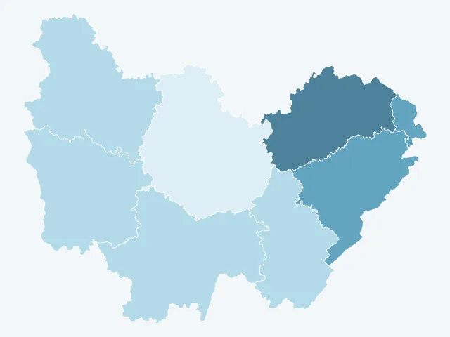 Carte du vote Nathalie Arthaud en Bourgogne-Franche-Comté