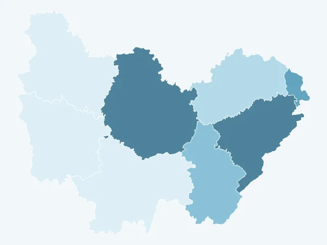 Carte de la population active en Bourgogne-Franche-Comté
