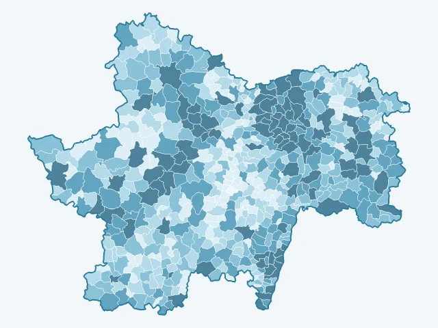 Carte du nombre d'habitants dans la Saône-et-Loire (71)
