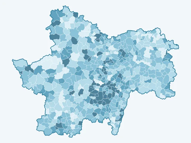 Carte du vote Jean-Luc Mélenchon dans la Saône-et-Loire (71)