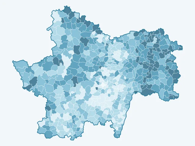 Carte du vote Marine Le Pen dans la Saône-et-Loire (71)
