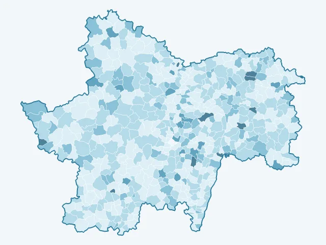 Carte du vote Philippe Poutou dans la Saône-et-Loire (71)