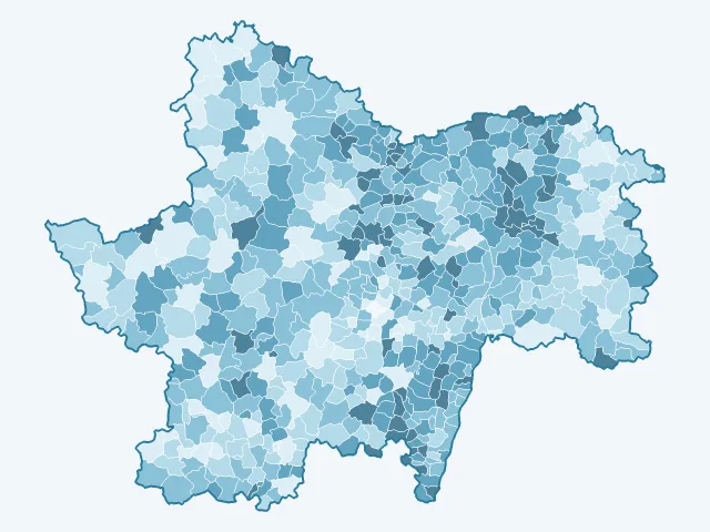 Carte de la population active dans la Saône-et-Loire (71)