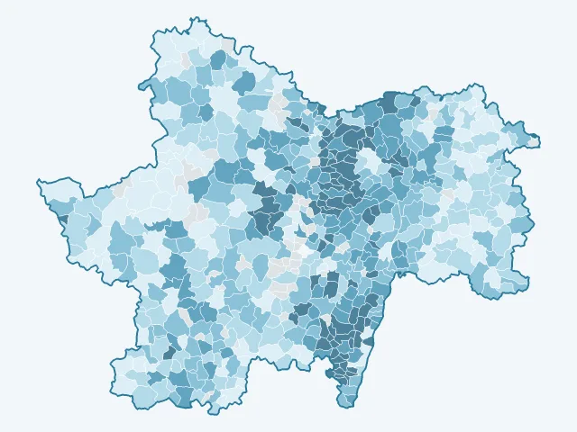 Carte du revenu moyen dans la Saône-et-Loire (71)