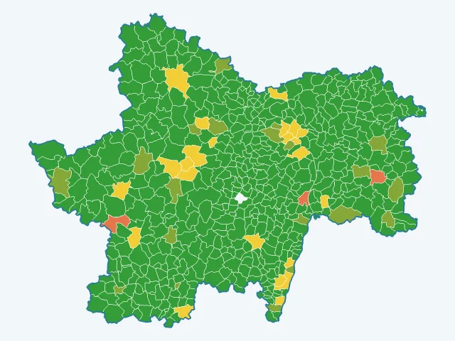 Carte de l'indice de tranquillité dans la Saône-et-Loire (71)