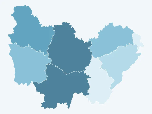 Carte de la superficie en Bourgogne-Franche-Comté