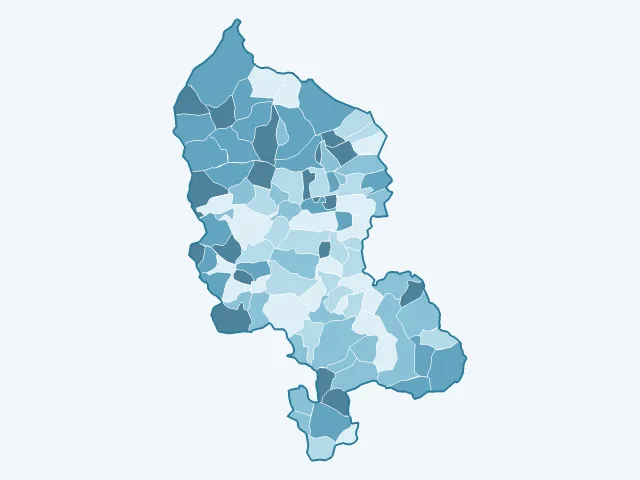 Carte de l'âge moyen dans le Territoire de Belfort (90)