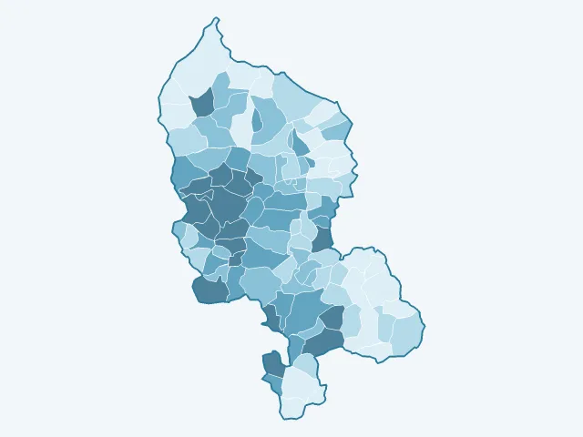Carte de la densité de population dans le Territoire de Belfort (90)