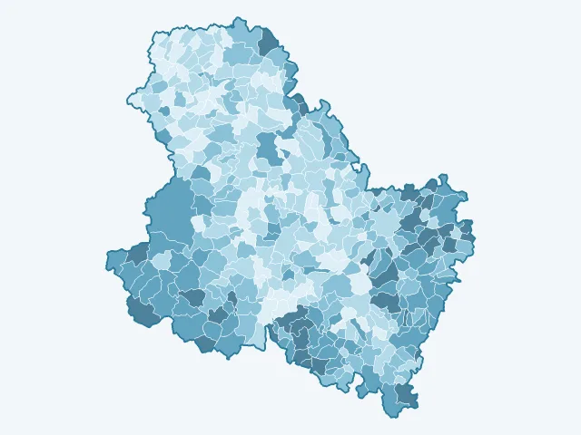 Carte de l'âge moyen dans l'Yonne (89)