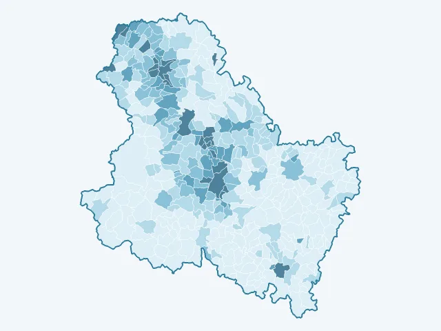 Carte de la densité de population dans l'Yonne (89)