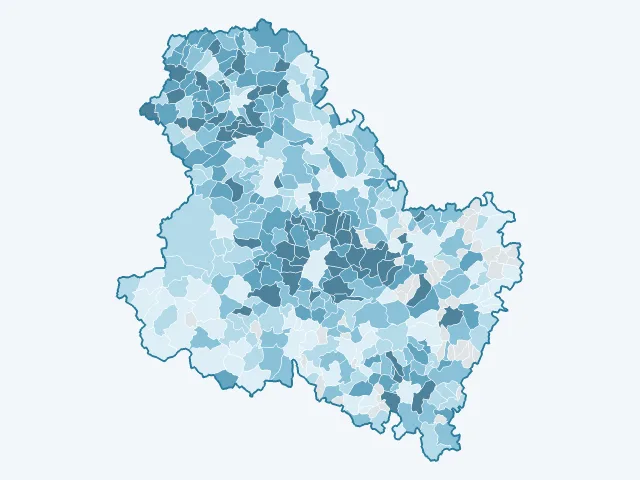 Carte du revenu moyen dans l'Yonne (89)