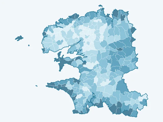 Carte de l'âge moyen dans le Finistère (29)