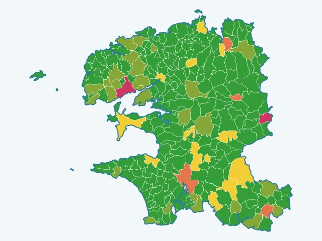 Carte des agressions physiques et sexuelles dans le Finistère (29)