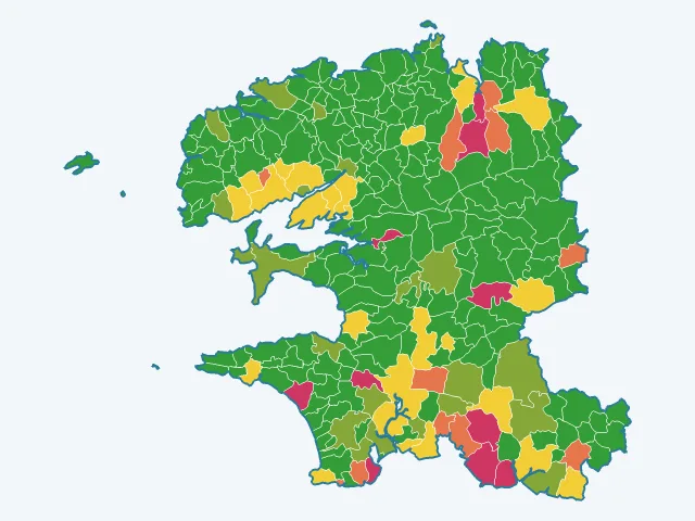 Carte des cambriolages dans le Finistère (29)