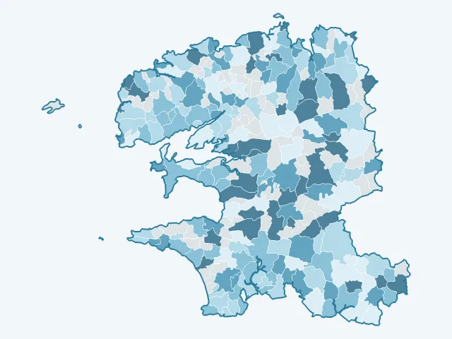 Carte de l'évolution des prix immobiliers dans le Finistère (29)