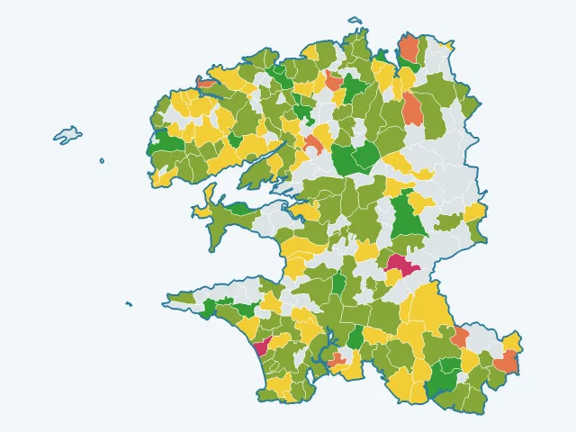 Carte de la satisfaction des habitants dans le Finistère (29)