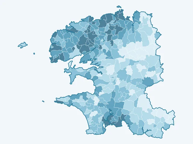 Carte du vote Emmanuel Macron dans le Finistère (29)