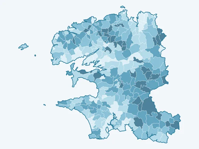 Carte du vote Marine Le Pen dans le Finistère (29)