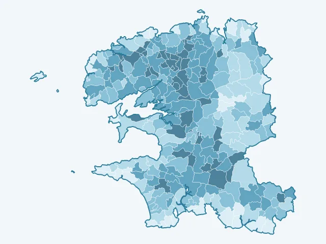 Carte de la population active dans le Finistère (29)