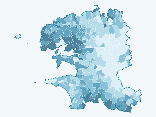 Carte du revenu moyen dans le Finistère (29)