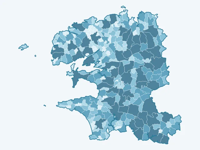 Carte de la superficie dans le Finistère (29)