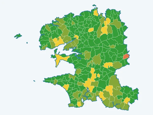 Carte de l'indice de tranquillité dans le Finistère (29)