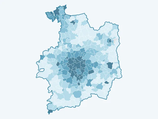 Carte de la densité de population dans l'Ille-et-Vilaine (35)