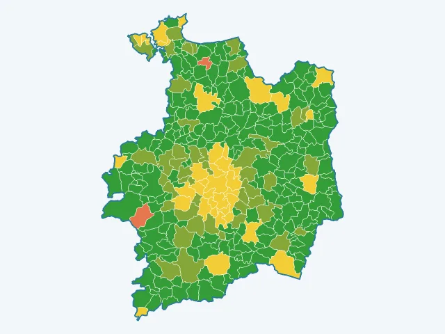 Carte de l'indice de tranquillité dans l'Ille-et-Vilaine (35)