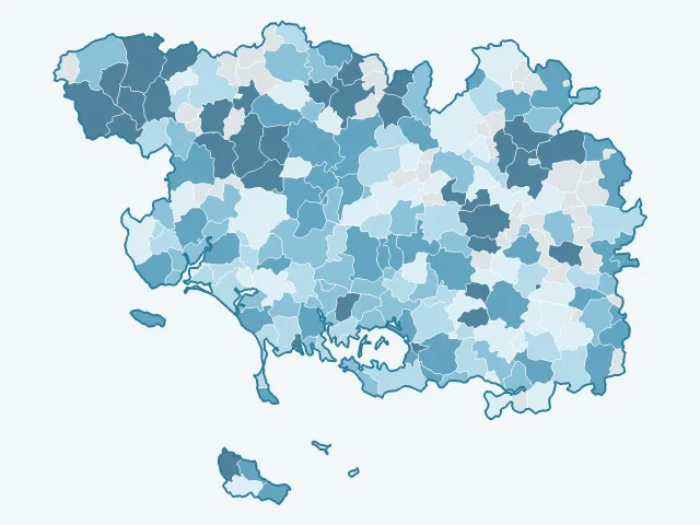 Carte de l'évolution des prix immobiliers dans le Morbihan (56)
