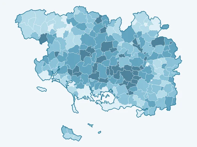 Carte de la population active dans le Morbihan (56)
