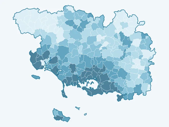 Carte du revenu moyen dans le Morbihan (56)