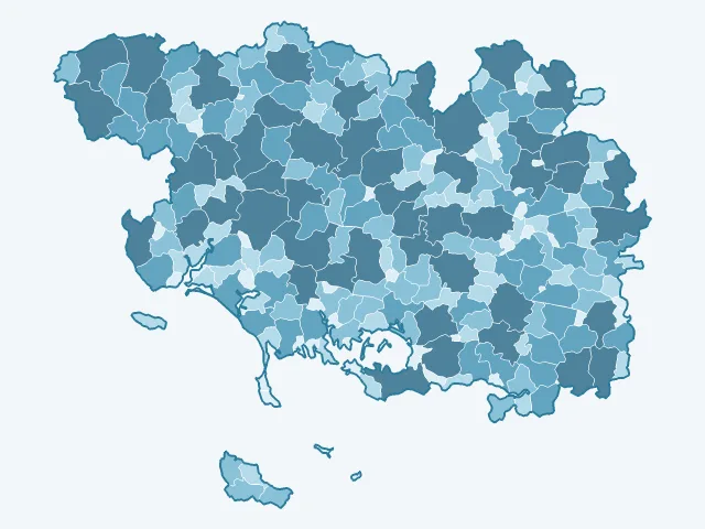 Carte de la superficie dans le Morbihan (56)