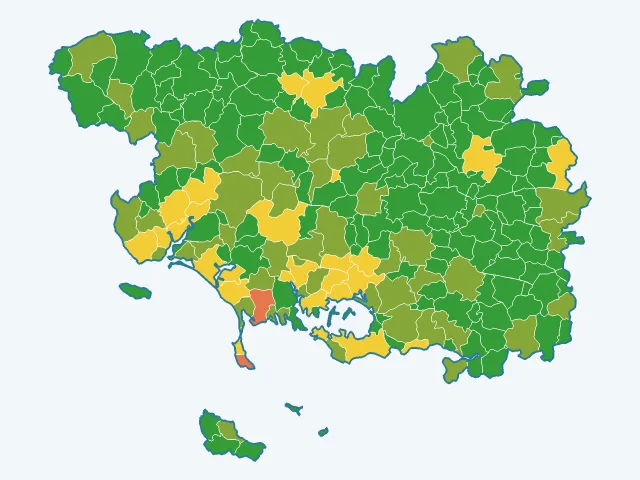 Carte de l'indice de tranquillité dans le Morbihan (56)