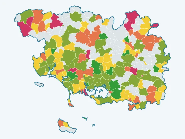 Carte de la vie pratique dans le Morbihan (56)