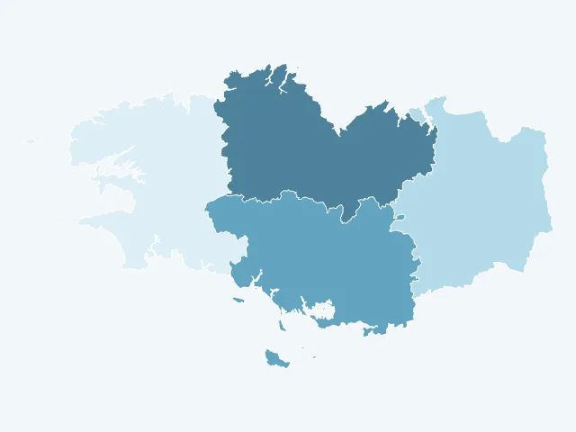 Carte de la superficie en Bretagne