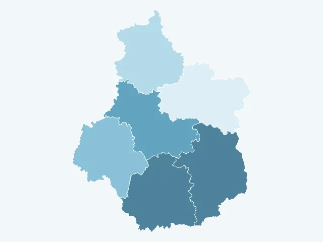 Carte de l'âge moyen dans le Centre-Val de Loire