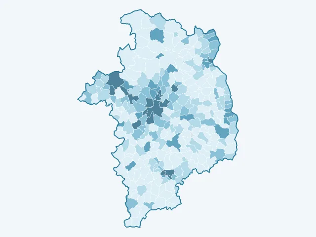 Carte de la densité de population dans le Cher (18)